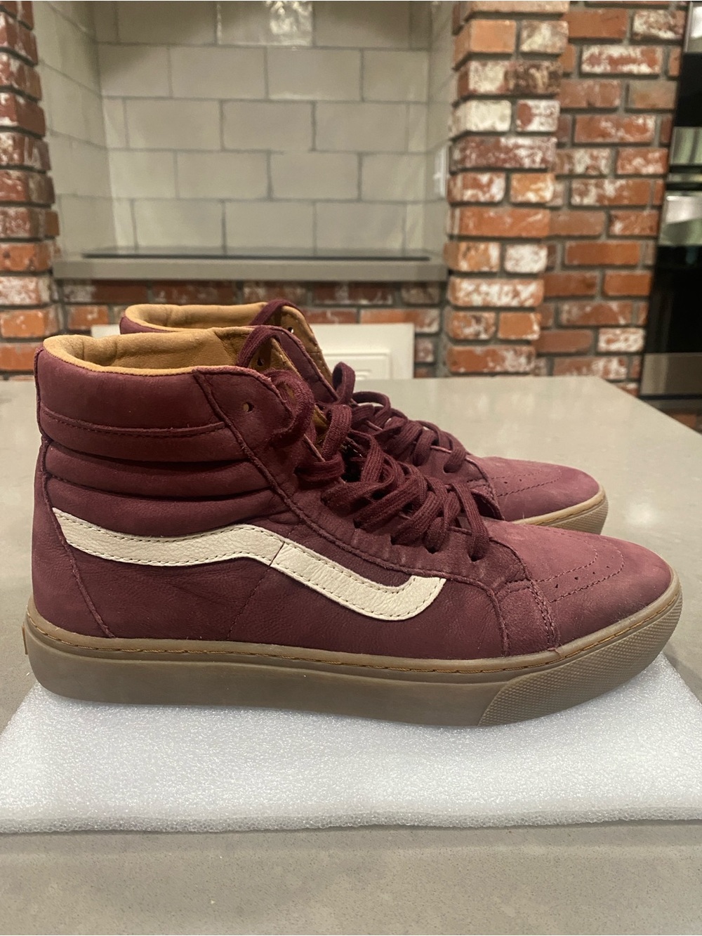 new vans burgundy skate hi top sneakers mens 8 women 9.5